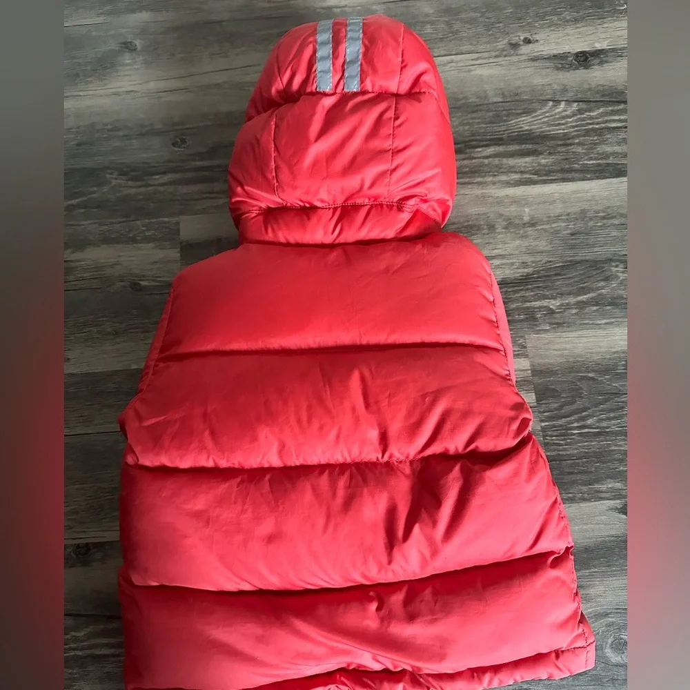 Canada Goose Kids Red Hooded Puffer with Gray Lining